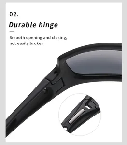 Detail showing the durable hinge of polarized sports sunglasses for outdoor cycling