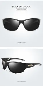 Front and side view of black polarized sports sunglasses for cycling and outdoors