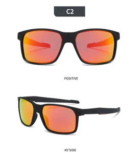 Professional front and 45-degree side view of matte black polarized sports sunglasses