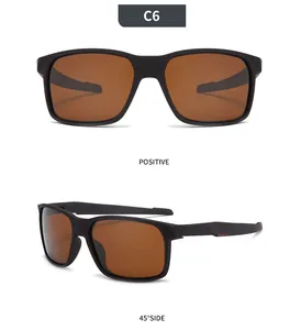 Polarized sports sunglasses in matte black frame with brown lenses detail view