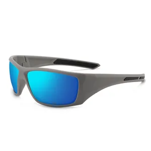 Lunettes de soleil de sport polarisées avec verres miroir bleus pour la pêche et la conduite