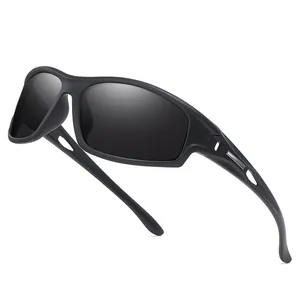 Polarized sports sunglasses for outdoor riding and driving with matte black frame