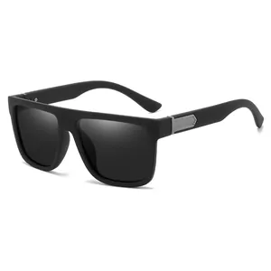 Men's stylish polarized sunglasses with black matte square frame ideal for driving