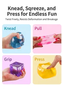 Close-up view of a large 5.5cm maltose ice cube squishy toy being squeezed, pulled, and pressed