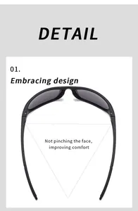 Detailed view of wrap-around sporty sunglasses showing a comfortable temple design.