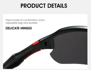 Detailaufnahme der feinen Scharniere an der schwarzen polarisierten Sportsonnenbrille