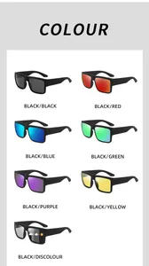 Color selection overview for polarized sports sunglasses featuring stylish square frames.