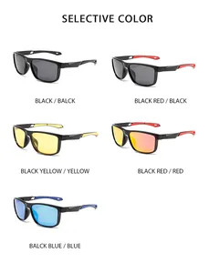Square frame polarized sports sunglasses for cycling with multiple lens color options