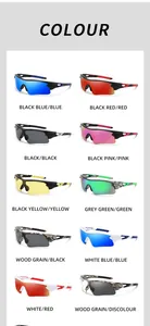 Showcase of color variants for UV protection sports cycling sunglasses in multiple styles