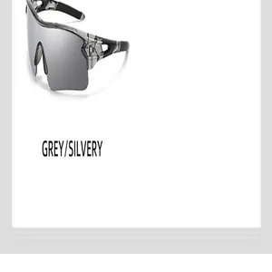Detail of cycling sunglasses with grey and silvery mirrored lenses for sports.