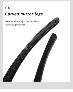 Detail showing curved black temples of polarized sunglasses for enhanced comfort