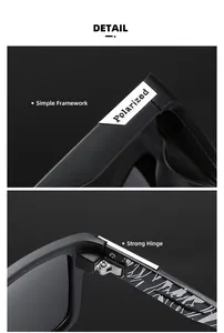 Detailed close-up of strong hinges and polarized frame on retro sports sunglasses.