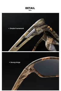 Detailansicht der polarisierten Tarn-Sportsonnenbrille mit robusten Scharnieren.