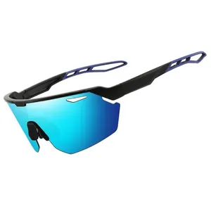 Professional UV400 Sports Cycling Sunglasses For Men Women Wrap Around Outdoor Riding Goggles Mirror Coating PC Frame Eyewear