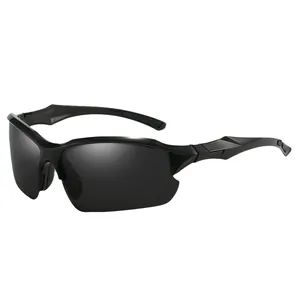Schwarze polarisierte Sportsonnenbrille mit Halbrandgestell zum Radfahren und Laufen