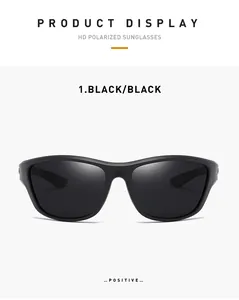 Vorderansicht der schwarzen polarisierten Sportsonnenbrille mit UV-Schutz für Radfahren