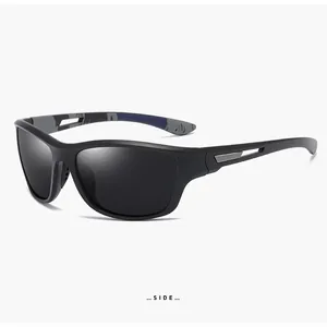 Seitenansicht der mattschwarzen polarisierten Sportsonnenbrille für Outdoor-Radfahren