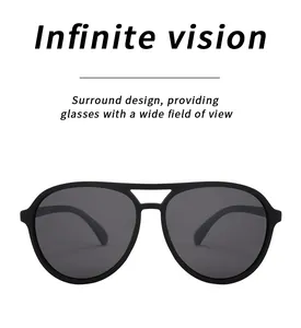Makrodetail einer schwarzen polarisierten Sportsonnenbrille zum Angeln und Radfahren