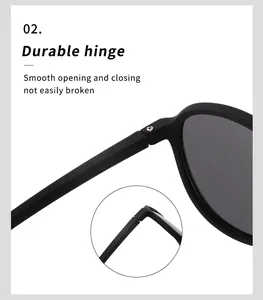 Makro-Detailansicht des langlebigen, glatten Scharniers der schwarzen Sportsonnenbrille