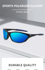 Lunettes de soleil de sport polarisées avec verres bleus miroir et monture noire
