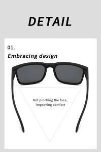 Vue détaillée de lunettes de soleil de sport polarisées noir mat au design ergonomique