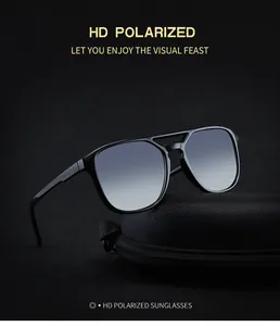 Gros plan de lunettes de soleil carrées polarisées HD avec monture noire à double pont