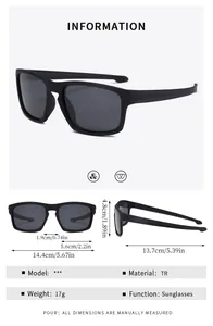 Detailed specifications of TR material polarized sunglasses with exact dimensions