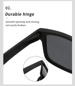 Gros plan d'une charnière durable sur des lunettes de soleil polarisées noir mat