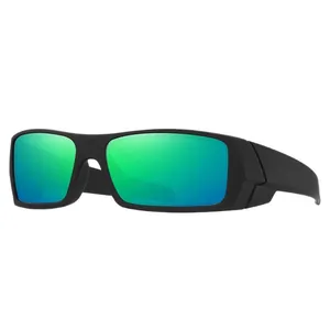 Lunettes de soleil de sport polarisées avec verres miroir verts pour le cyclisme