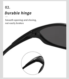 Gros plan détaillé sur la charnière durable de lunettes de soleil de sport.