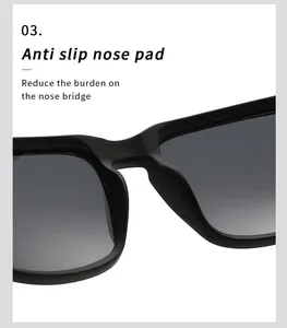 Vue détaillée des plaquettes de nez antidérapantes sur des lunettes de soleil sport.