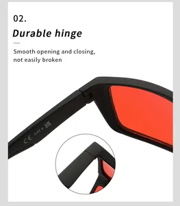 Detail view showing the durable hinge construction of anti-blue light sleep glasses for men