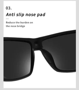 Close-up detail of anti-slip nose pad on polarized outdoor sports sunglasses for comfort