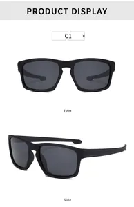 Front and side views of matte black TR cycling polarized sunglasses for driving and outdoor.