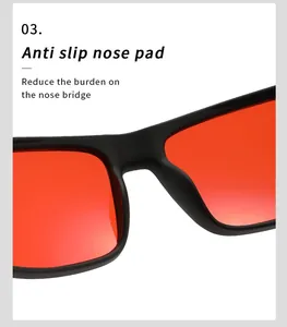 Close-up detail of anti-slip nose pad on blue light blocking sleep glasses