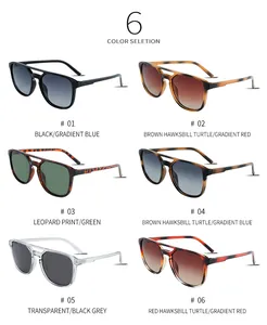 Lunettes de soleil polarisées à double pont en 6 couleurs avec monture carrée tendance