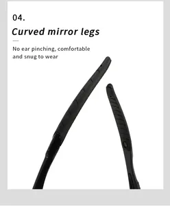 Détail des branches incurvées des lunettes de soleil de sport polarisées noires.