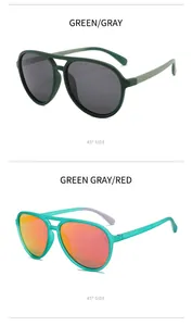 Seitenansicht der polarisierten TAC-Sportsonnenbrille in den Farben Grün und Rot