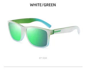 Detailansicht einer polarisierten weißen Sonnenbrille mit grünen Spiegelgläsern.