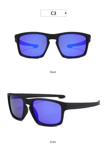 Detailed view of sporty TR cycling sunglasses with blue polarized lenses and black frame