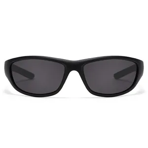 Matte black polarized sports sunglasses for cycling and driving with UV protection