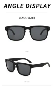 Affichage multi-angle professionnel de lunettes de soleil de sport polarisées noires.