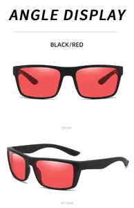 Men's anti-blue light sleep glasses with black frame and red lenses for gaming and office.