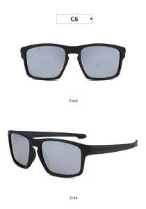 Front and side view of black polarized cycling sunglasses with silver lenses