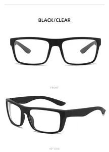 Anti-blue light black rectangular frame gaming glasses with front and side views