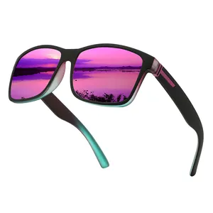 Trendige quadratische Polarisierte Sonnenbrille mit lila verspiegelten Gläsern für Sport