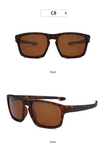 Front and side profile views of tortoise frame polarized sunglasses for outdoor sports use