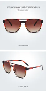 Lunettes de soleil polarisées double pont en écaille rouge avec verres dégradés