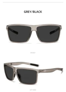 Dual view of grey and black polarized sports sunglasses for cycling and outdoor use