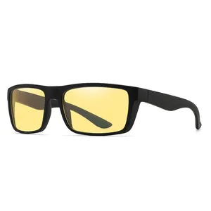 Black rectangular anti-blue light glasses with yellow lenses for gaming and office sleep.